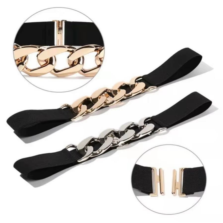 La ceinture élastique noire à chaîne