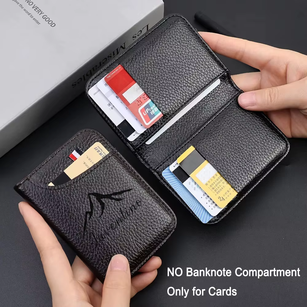 Portefeuille personnalisé ultra-fin en cuir PU souple pour cartes de crédit