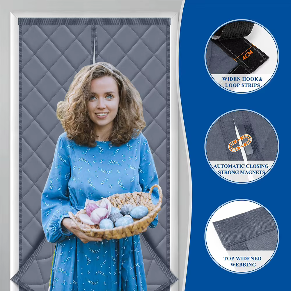 Rideau de porte isolé thermique magnétique, économie d'énergie, protection de la vie privée, coupe-vent, imperméable, en coton, pour salle chauffante