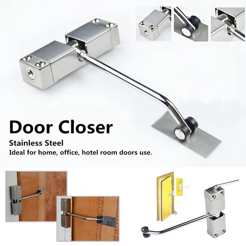 Ferme-porte automatique en acier inoxydable, dispositif de fermeture de porte à ressort réglable quincaillerie de porte de meubles