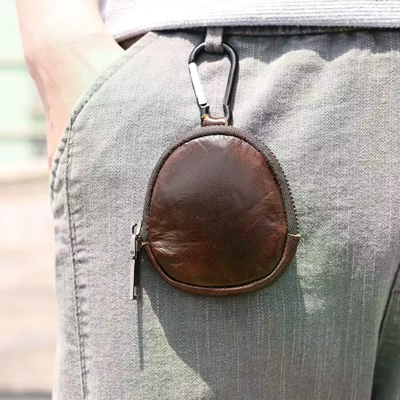 Mini porte-monnaie en cuir véritable