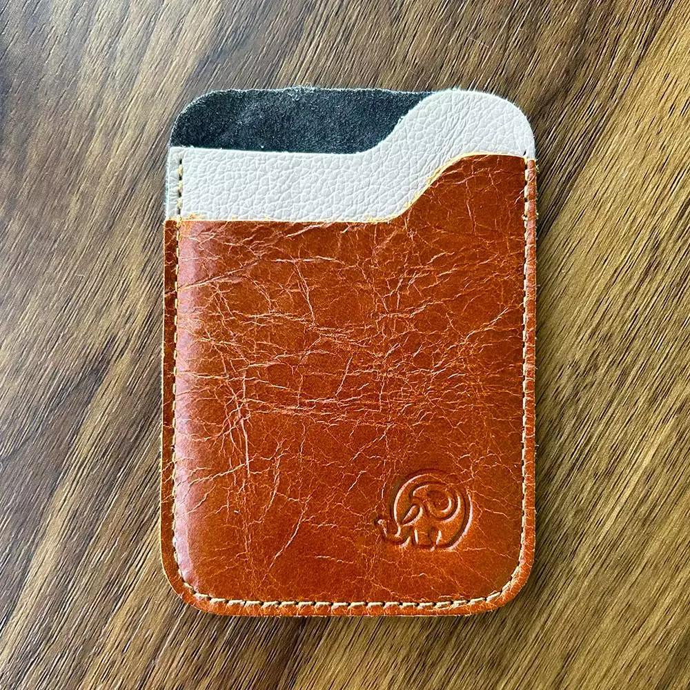 Porte-Cartes en Cuir Véritable pour Homme - Portefeuille Minimaliste Fin (9.8x7cm) avec 2 Fentes - Étui Compact pour Cartes