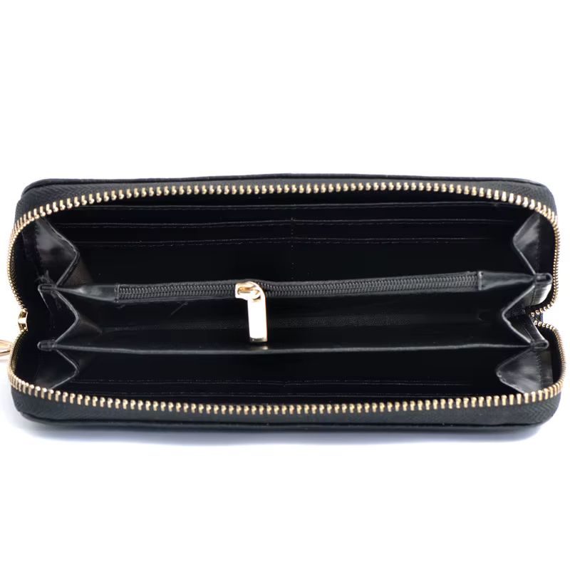 Portefeuille long en cuir véritable pour femme