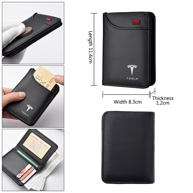Emblèmes de voiture portefeuille souple en cuir Mini porte-monnaie pour cartes de crédit petit portefeuille Portable pour Tesla modèle 3 modèle S X modèle Y Roadster SpaceX