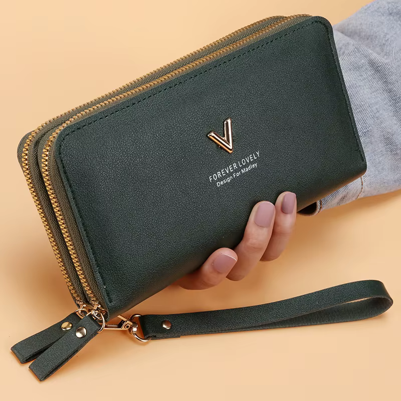Portefeuille Long en cuir Pu pour femmes