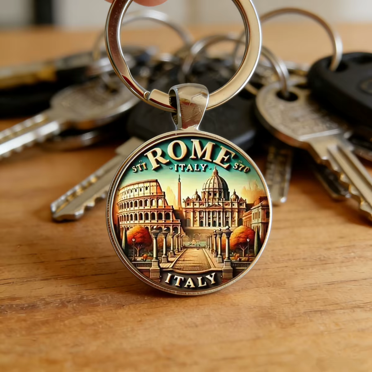 1PC Porte-clés vintage à thème italien Rome