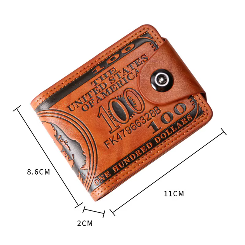 Portefeuilles pour hommes avec 100 dollars américains motif portefeuille homme en cuir Walet Photo porte-carte mode