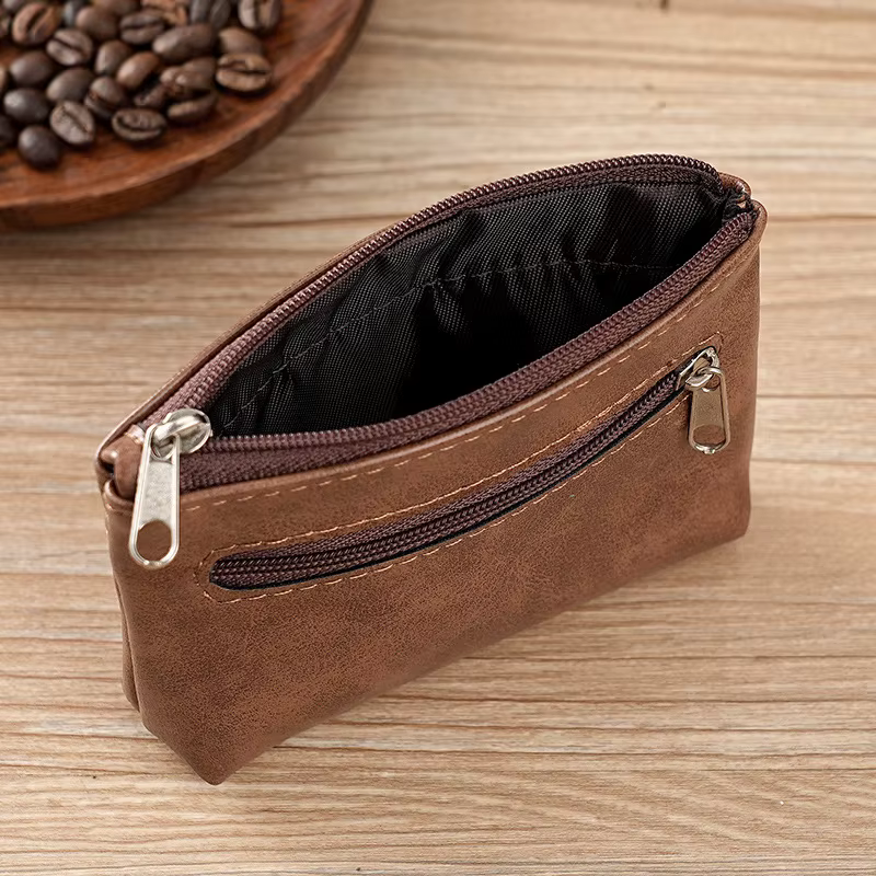 Porte-monnaie en cuir Mini portefeuille pour femmes hommes fermeture éclair sac d'argent porte-clés petit