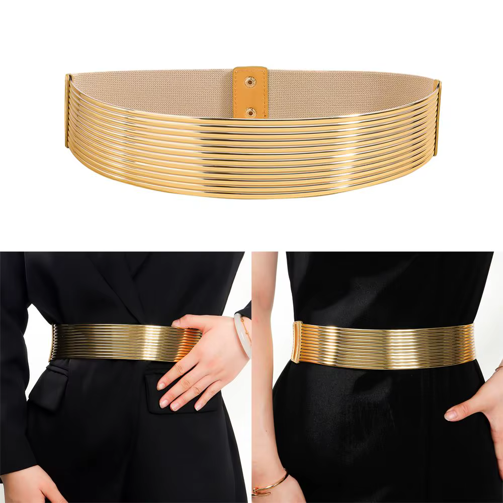 Ceinture de taille dorée élastique pour femme