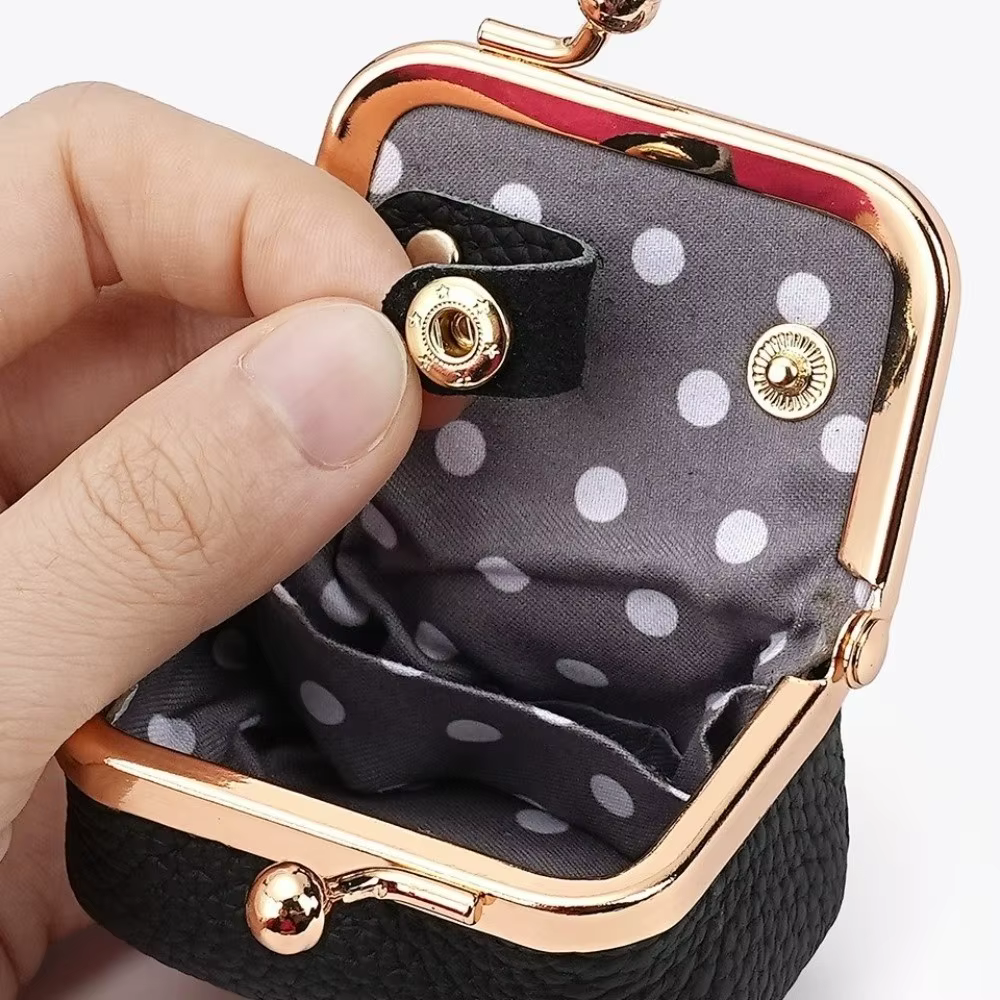 Portefeuille en cuir véritable avec serrure à baiser