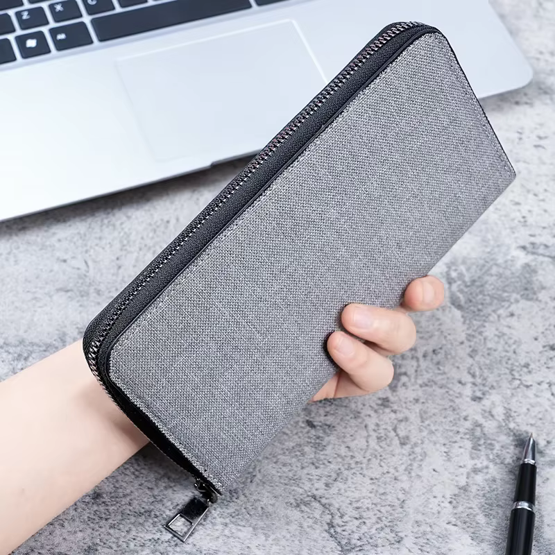 Nouveau portefeuille Long en toile pour hommes-pochette à fermeture éclair de grande capacité