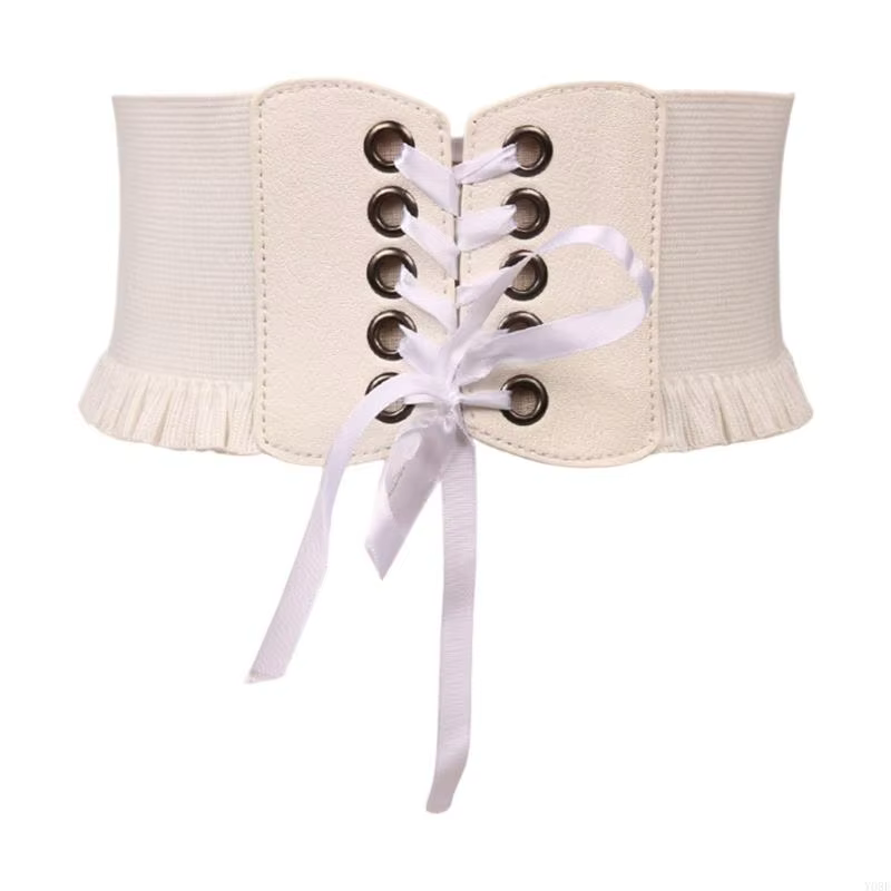 Large ceinture nouée sur le devant avec côtés élastiques pour superposition robe