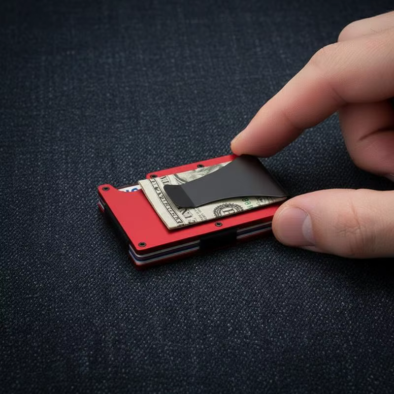 Portefeuille minimaliste pour hommes et femmes - Portefeuille fin anti-RFID, résistant aux rayures, porte-cartes de crédit et pince à billets, compartiment à monnaie facilement amovible