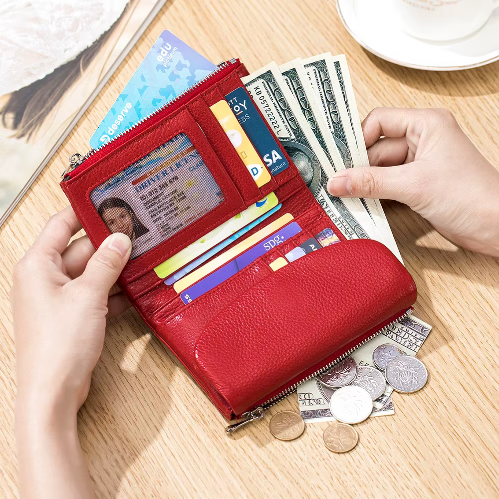 Porte-monnaie en cuir de vache véritable