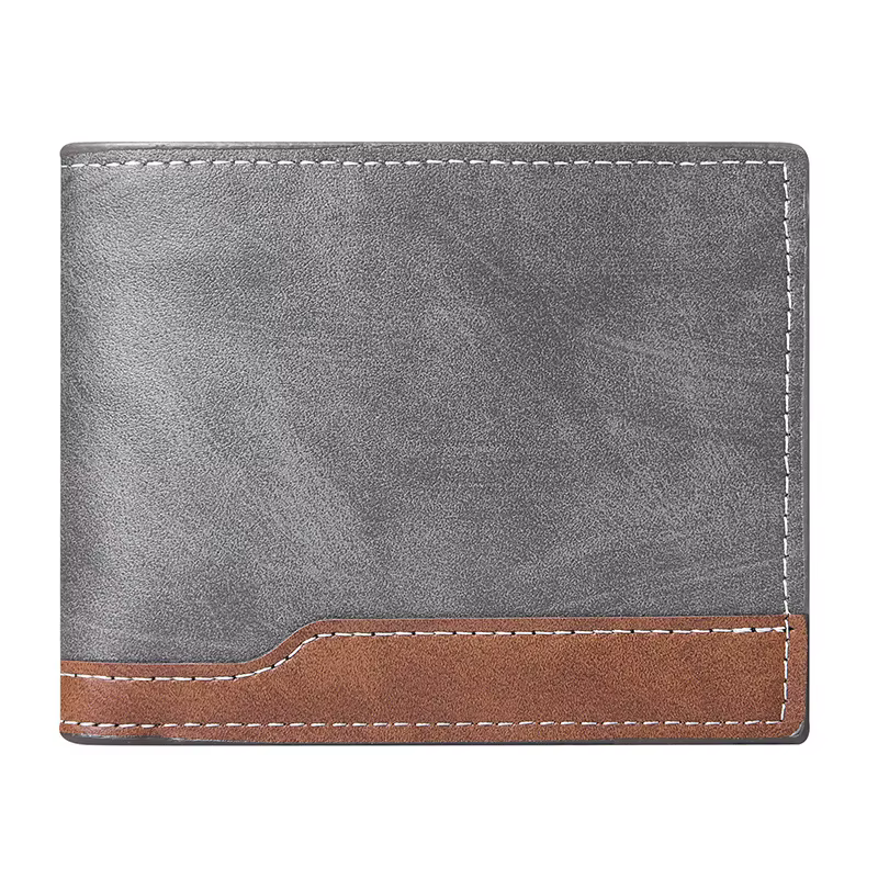 Portefeuille court en cuir PU pour hommes, Style rétro café noir, porte-monnaie à deux volets avec porte-carte d'identité, adapté aux hommes, nouveau