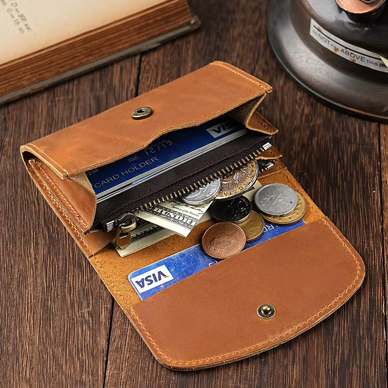 Vintage Crazy Horse cuir porte-carte de crédit portefeuille hommes véritable peau de vache mince ID VIP cartes de visite étui sac petites pièces de monnaie sacs à main