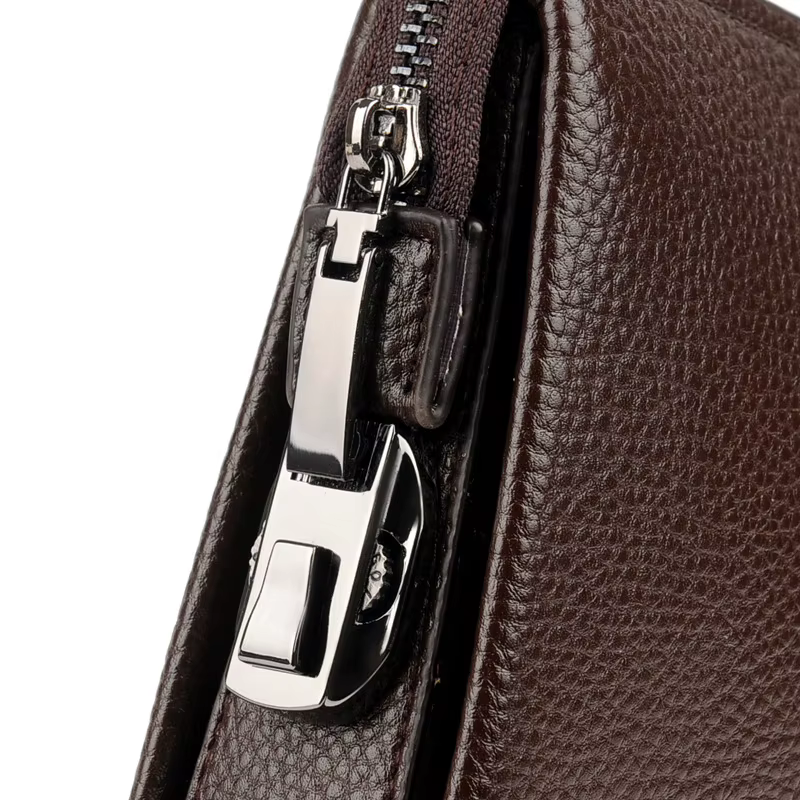 Portefeuille long pour homme ultra-fin pliable en toile style rétro grande capacité avec pince à billets en lin