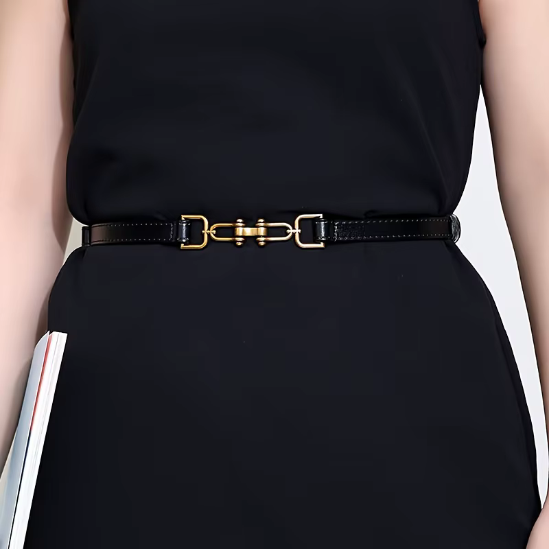 Ceinture fine en cuir véritable pour femme