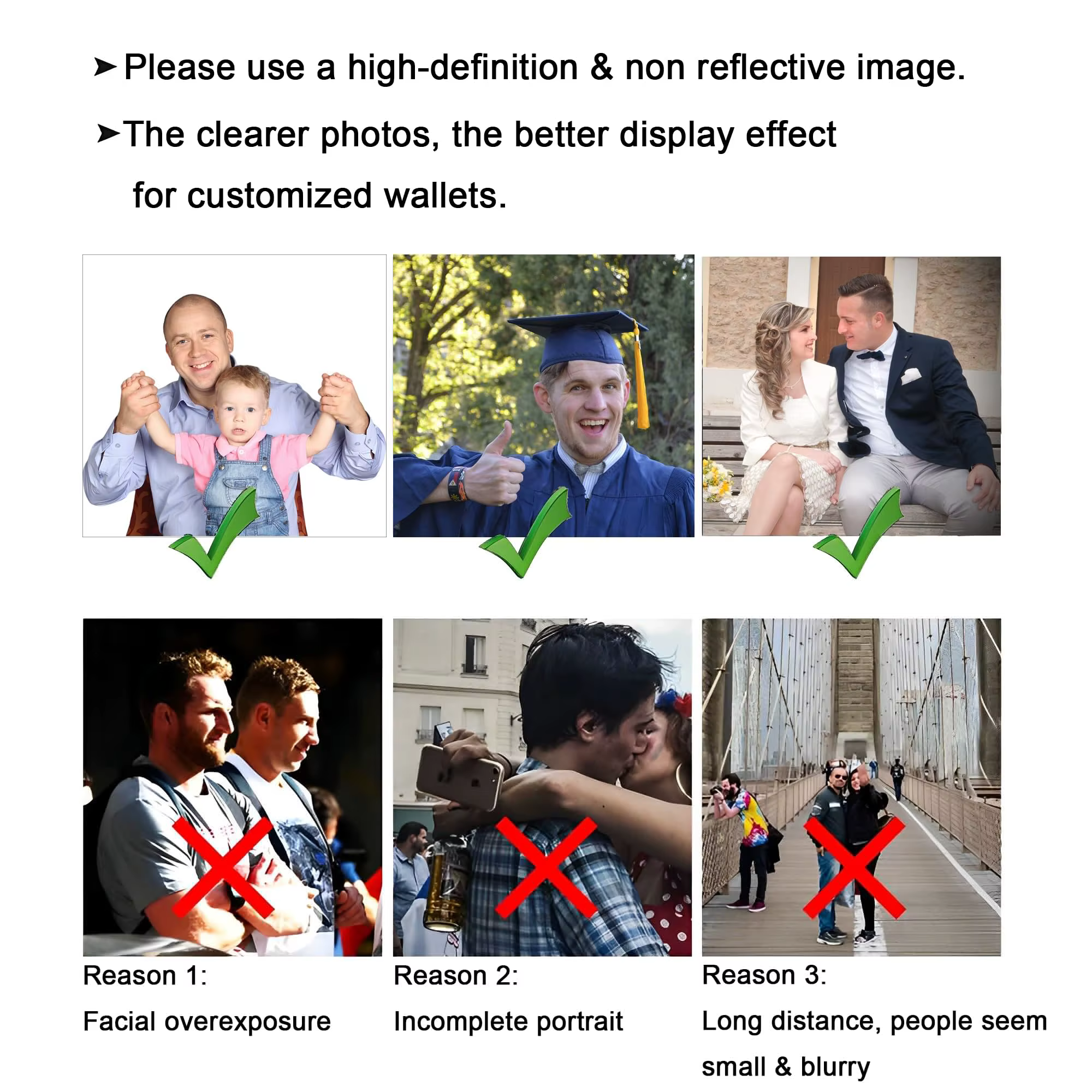 Portefeuille photo personnalisé pour hommes, image et texte gravés, cadeau de fête des pères, poche pour pièces de monnaie à fermeture éclair | Meilleur cadeau de Noël pour mari/pai