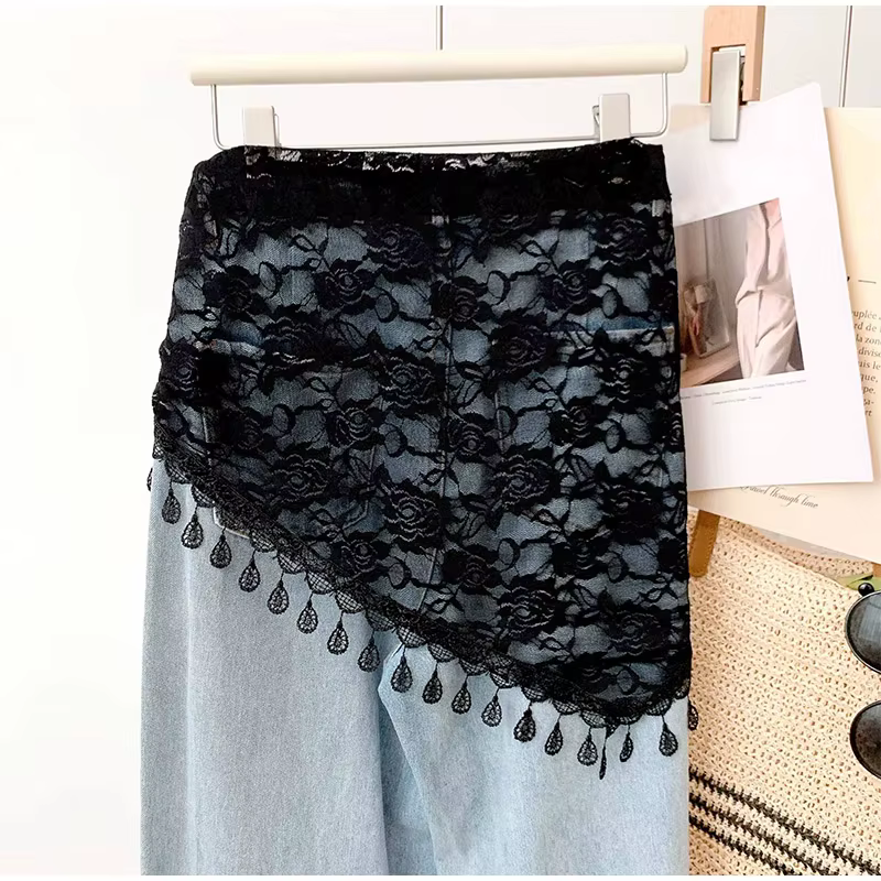 Foulard de taille en dentelle pour femme, motif floral, en maille transparente, style bohème, bandana, foulard de hanche, Y2K, coquette, ceinture de taille florale transparente, avec franges et pompon