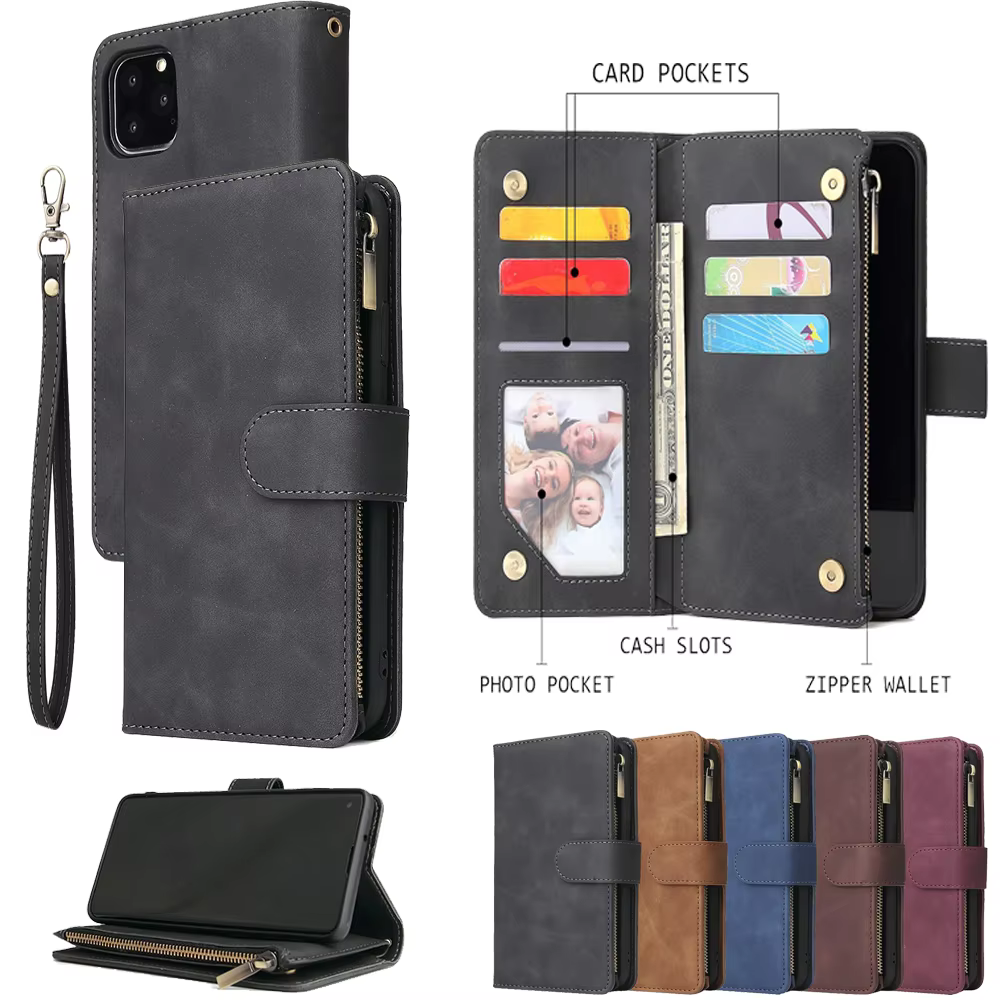 Étui portefeuille en cuir de qualité supérieure pour iPhone 16 15 14 13 12 11 17 Pro Max Plus 17Air 16e