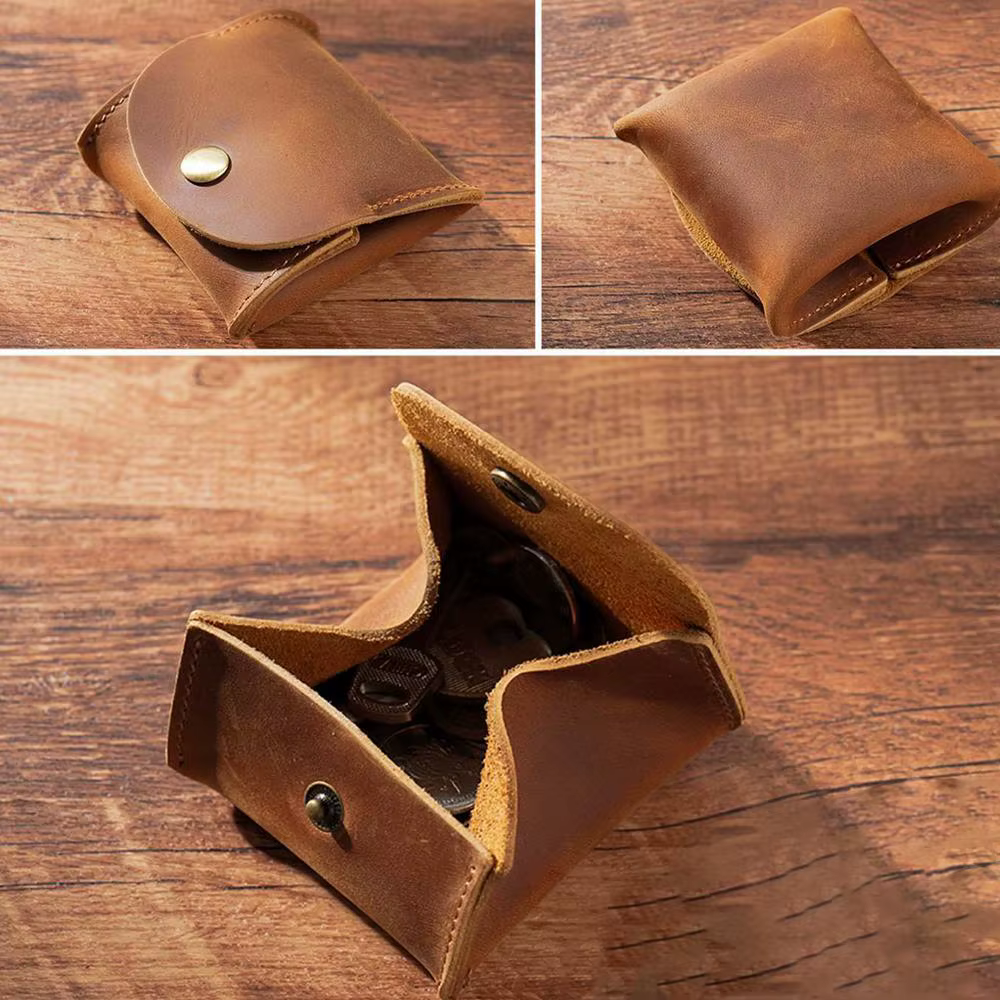 Portefeuille en cuir à fermeture à pression
