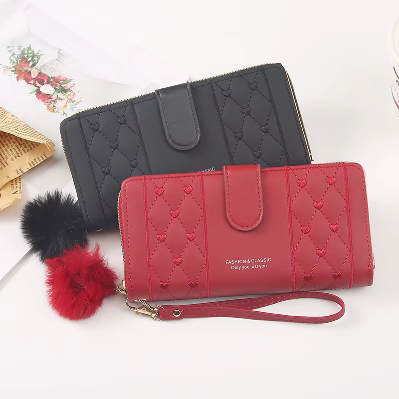 Portefeuille Long en cuir Pu pour femmes