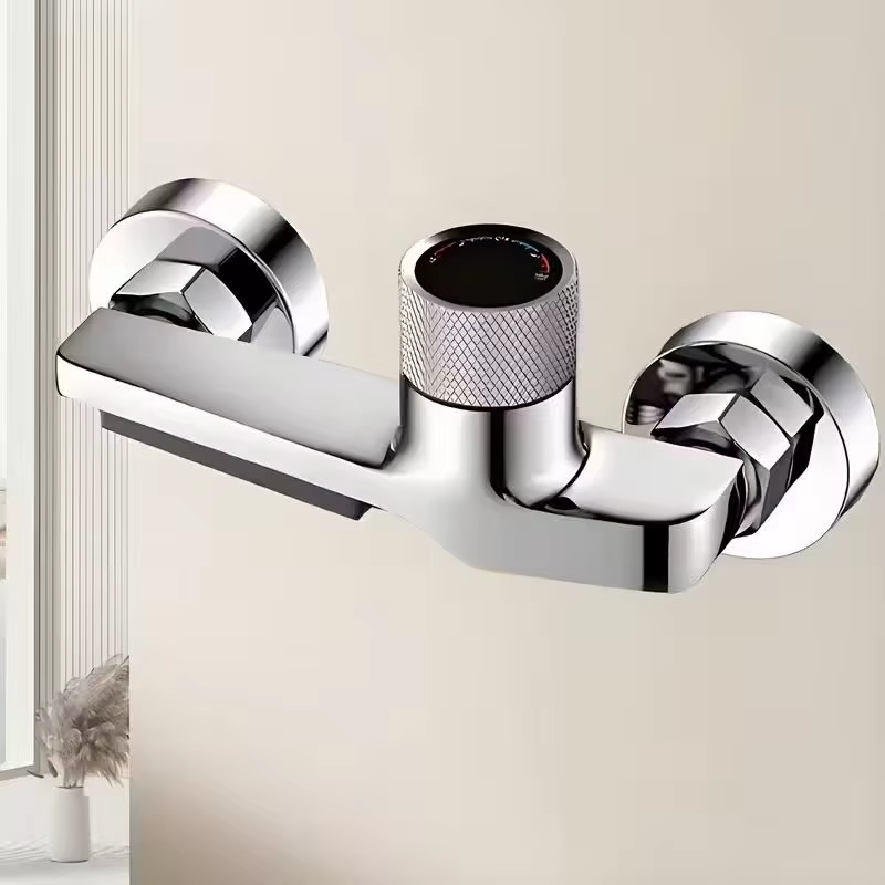 Robinet de salle de bain moderne-robinet mitigeur mural pour baignoire/douche avec contrôle chaud et froid, vanne dissimulée, finition noir mat pour