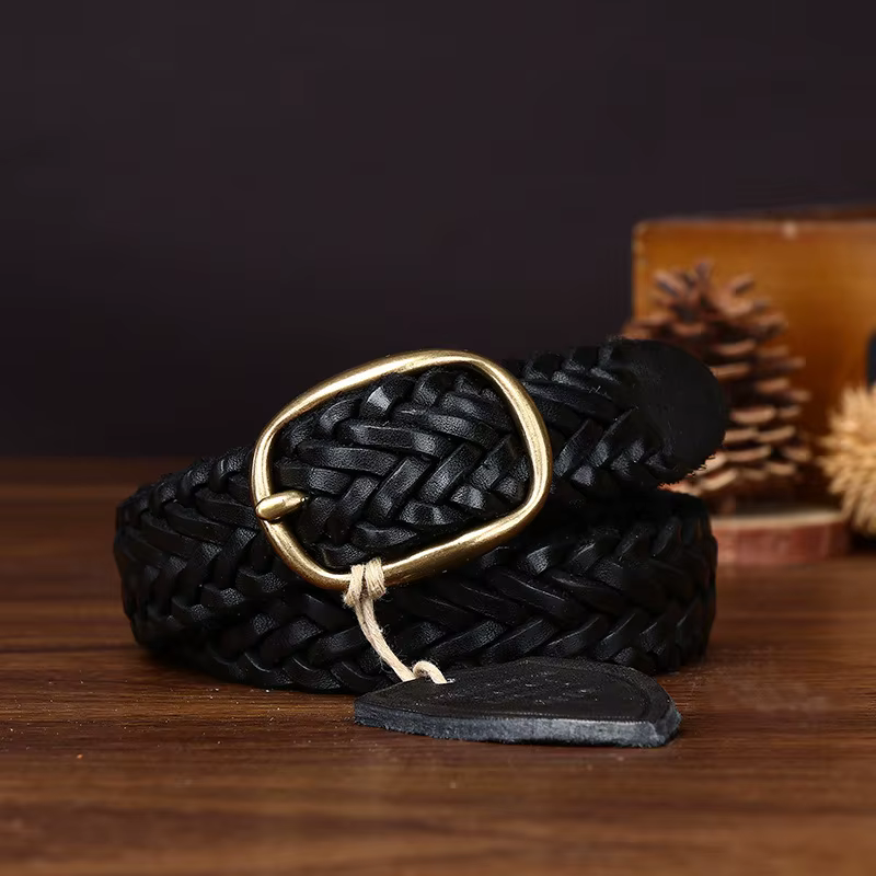 Ceinture en cuir artisanale avec boucle en cuivre