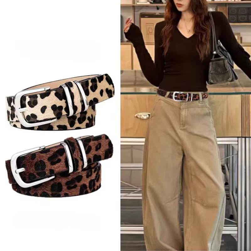 Ceinture rétro à motif léopard pour femmes