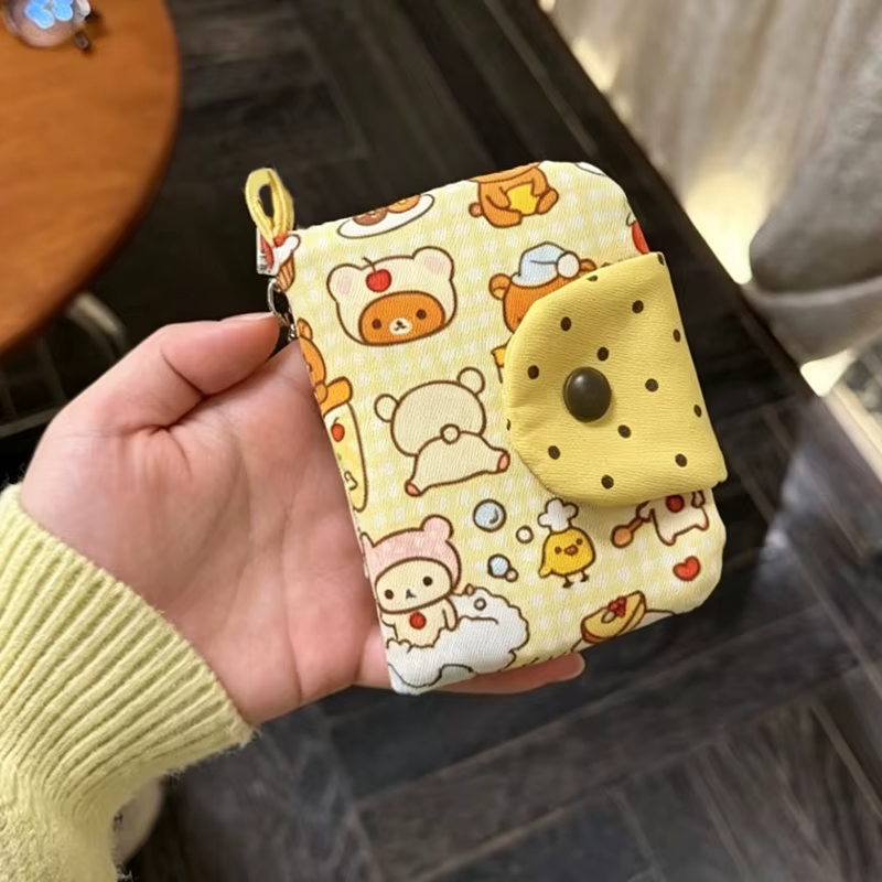 Porte-monnaie Ours Rétro Tendance Style Ins pour Étudiants avec Option Porte-clés