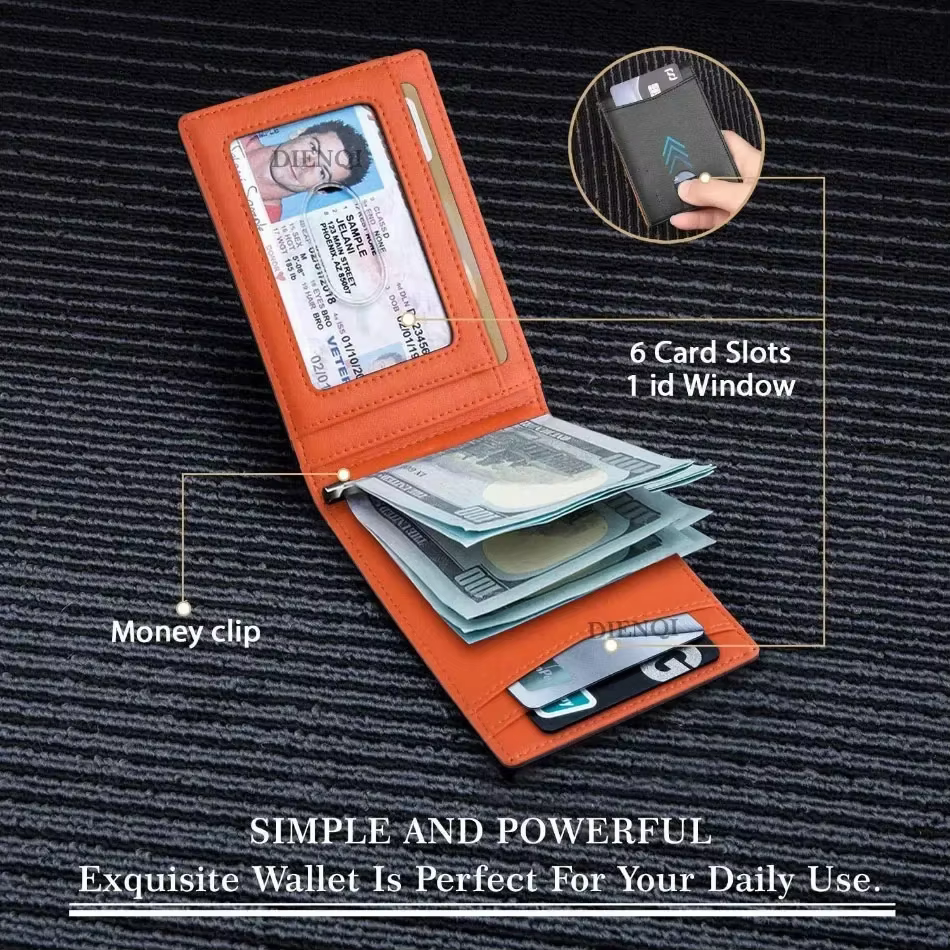 Portefeuille Rfid personnalisé porte-carte en Fiber de carbone cuir minimaliste hommes