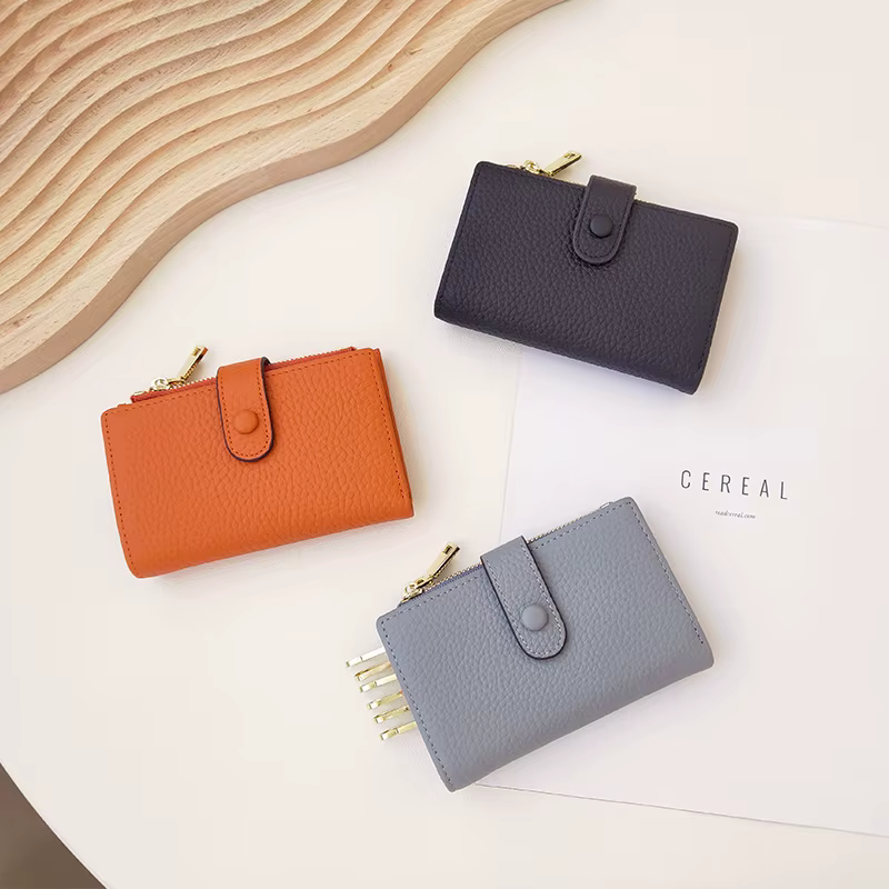 Porte-cartes avec lettres personnalisées en cuir véritable pour hommes et femmes