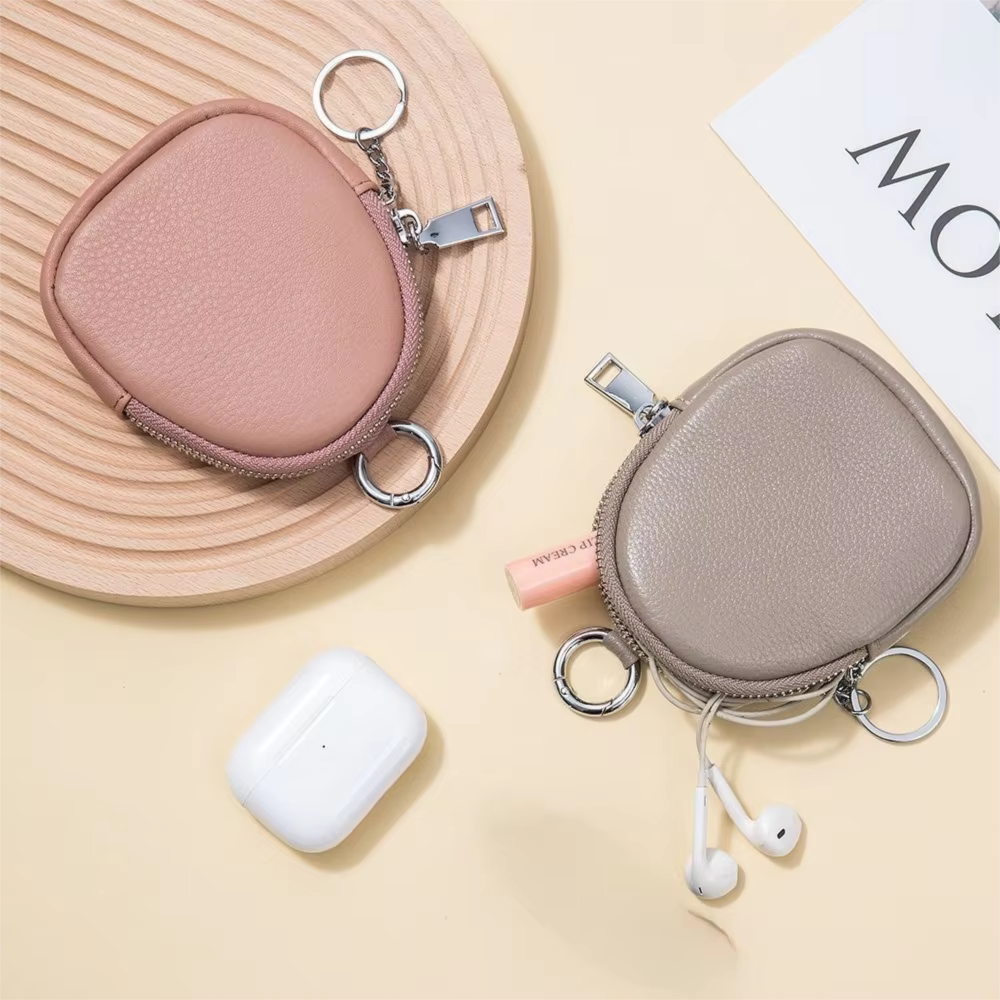 Mini porte-monnaie Portable couleur unie avec porte-clés porte-carte portefeuille fermeture éclair sac d'argent