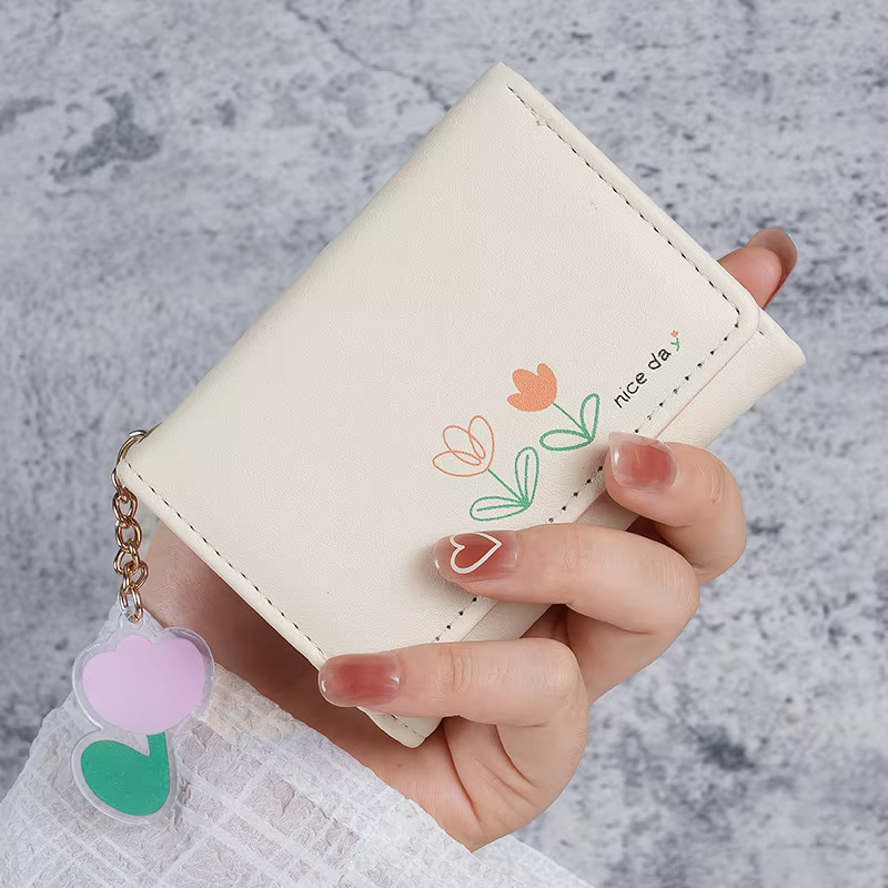 Nouveau petit portefeuille femmes en cuir court pliant