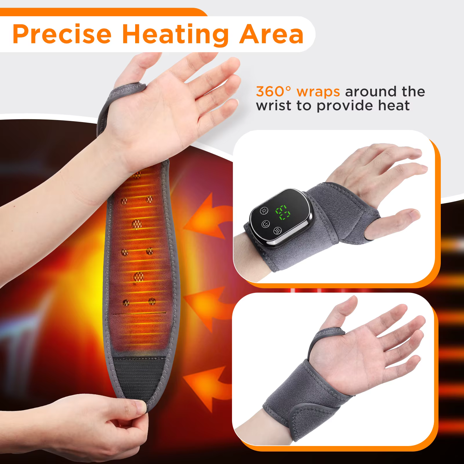 Masseur chauffant pour poignets et pieds pour le confort à domicile, enveloppe chauffante sans fil pour poignets avec 5 modes de chaleur et 3 modes de vibration, ceinture de massage pour chevilles