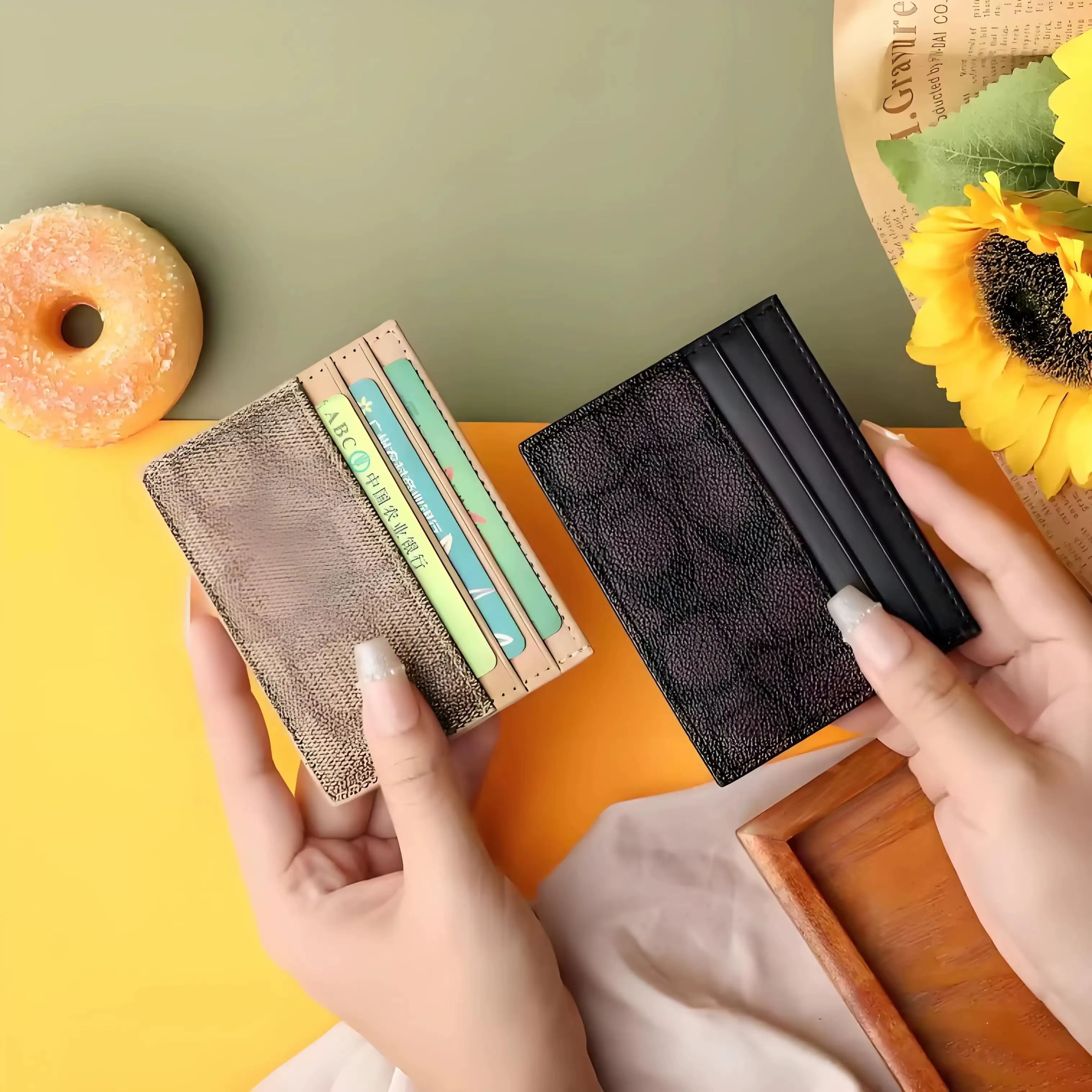 Porte-cartes en cuir PU de luxe
