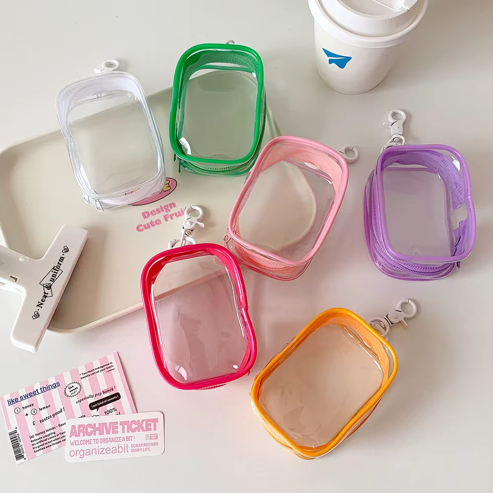 Petit porte-monnaie transparent pour femmes et filles