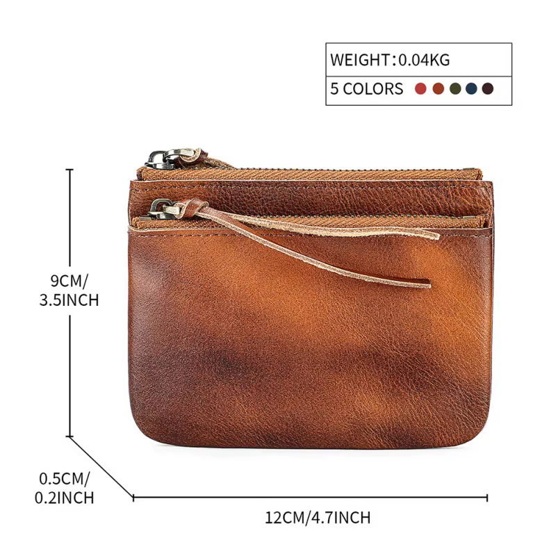 Porte-monnaie vintage en cuir véritable