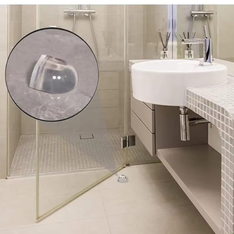 Butoir de porte auto-adhésif transparent sans poinçon, support de porte, butée de porte pour la protection de la maison, accessoires muraux et meubles, 1PC