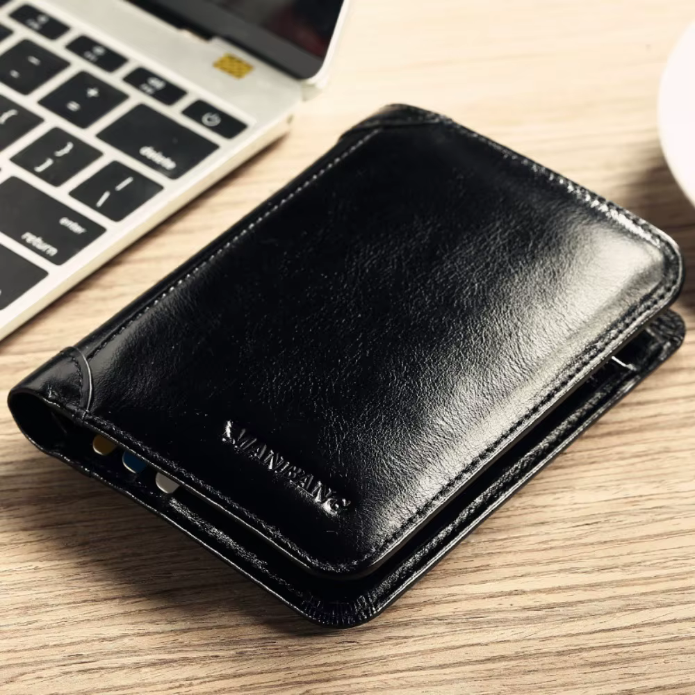 Portefeuille en cuir véritable pour homme