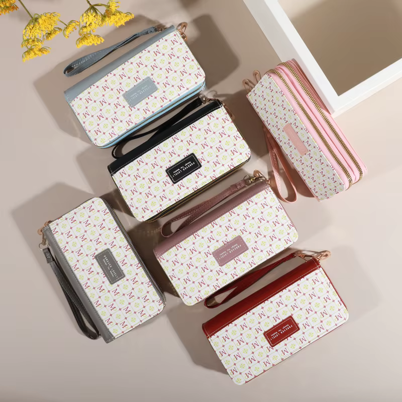 Portefeuille long en cuir PU pour femme