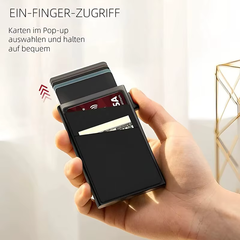 Porte-cartes pour hommes Portefeuille en aluminium ultra-fin avec protection RFID et compartiment pour pièces de monnaie