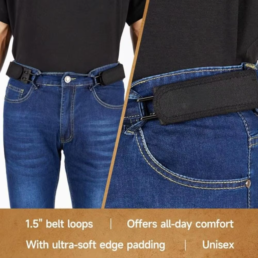 Ceinture élastique réglable en métal avec boucle invisible pour hommes et femmes
