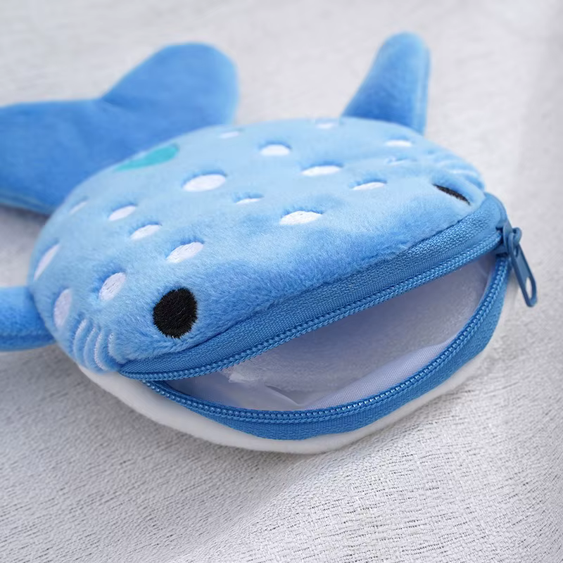 Nouveau porte-monnaie en peluche requin de dessin animé