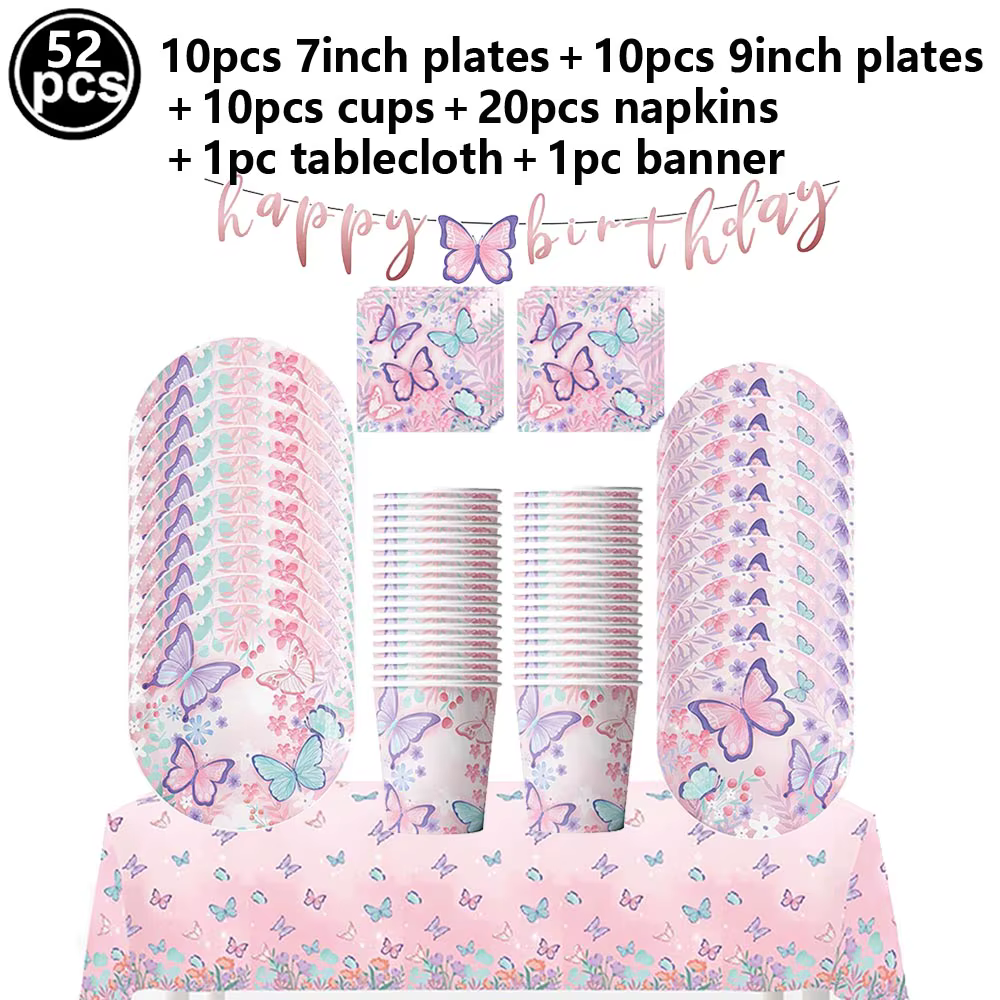 Porte-clés papillon de dessin animé, cadeau de fête d'anniversaire, anneau en caoutchouc, Bracelet, décoration de fête sur le thème de la papillon pour fille