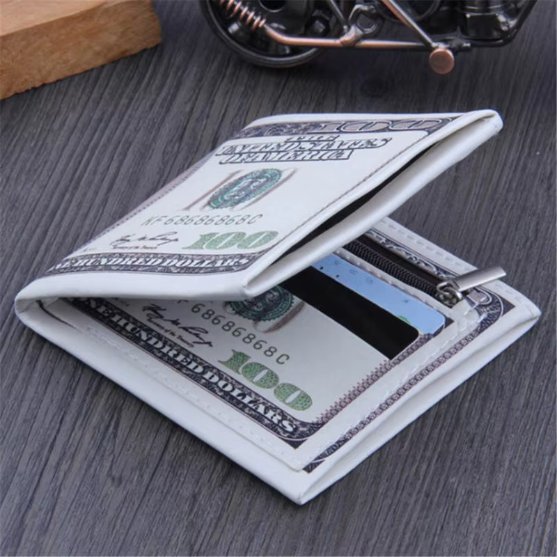 Portefeuilles pour hommes avec motif de Dollar américain portefeuille en cuir PU