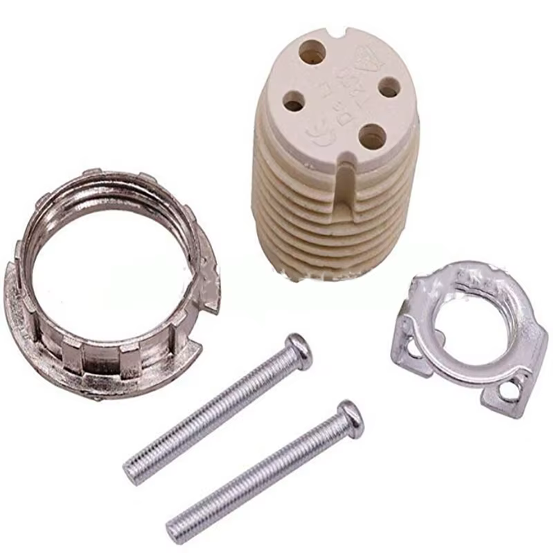 Douille en céramique lumières accessoires d'éclairage bases de lampe G9 support de lampe halogène avec anneau extérieur en métal convertisseur de lampe casquillo
