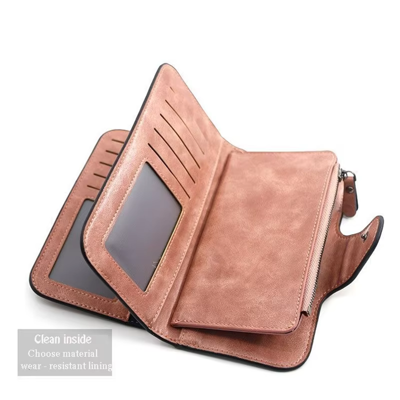 Mode portefeuille femme longue pochette en cuir PU sac à main grande capacité porte-carte fermeture éclair porte-monnaie sac d'argent pour dames