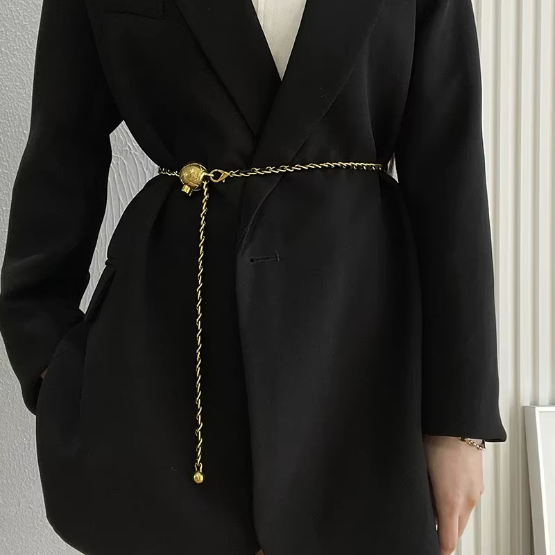 Chaîne de taille en métal doré de luxe pour femme